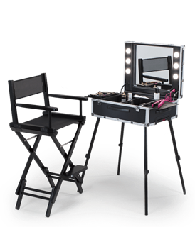 Immagine di POSTAZIONE SPECCHIO TRUCCO TROLLEY INCL. SEDIA ALTA